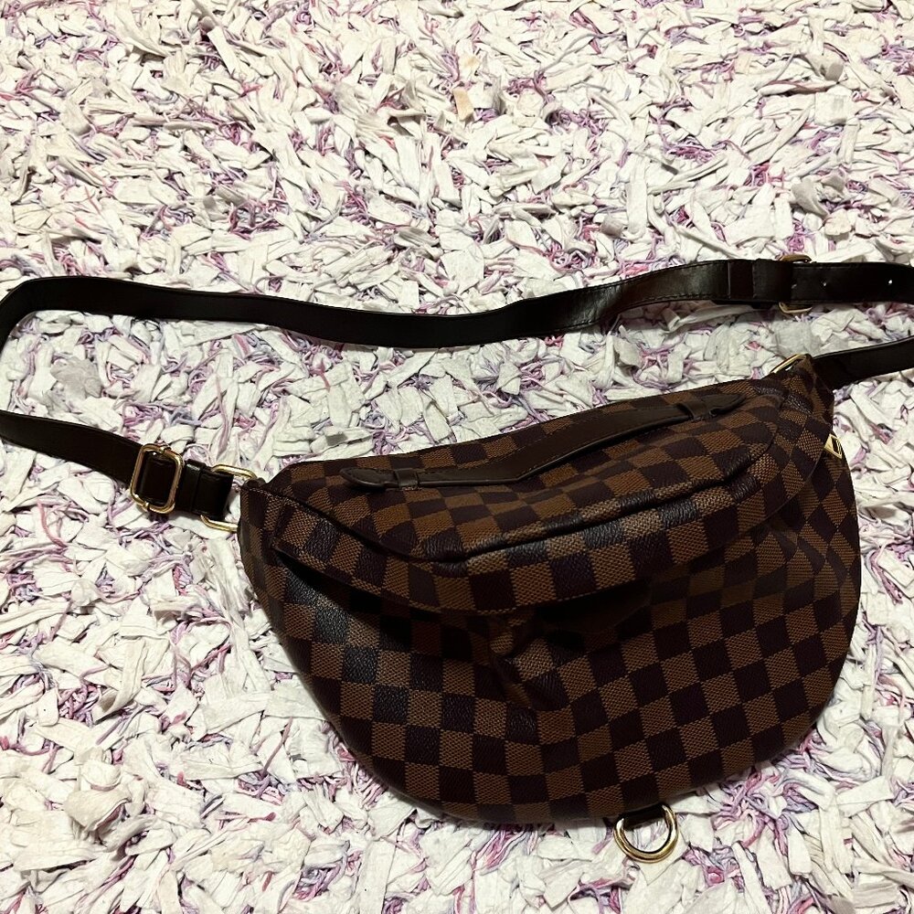 Checkered Brown Crossbody Bag